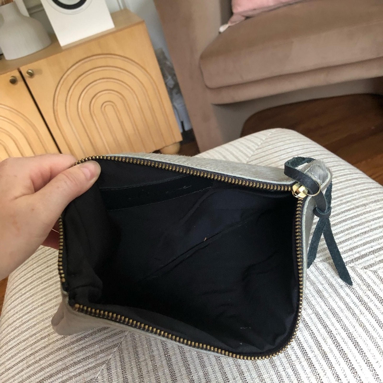 Oliveve Anthropologie Grey Calf Hair Clutch — image 5 of 5